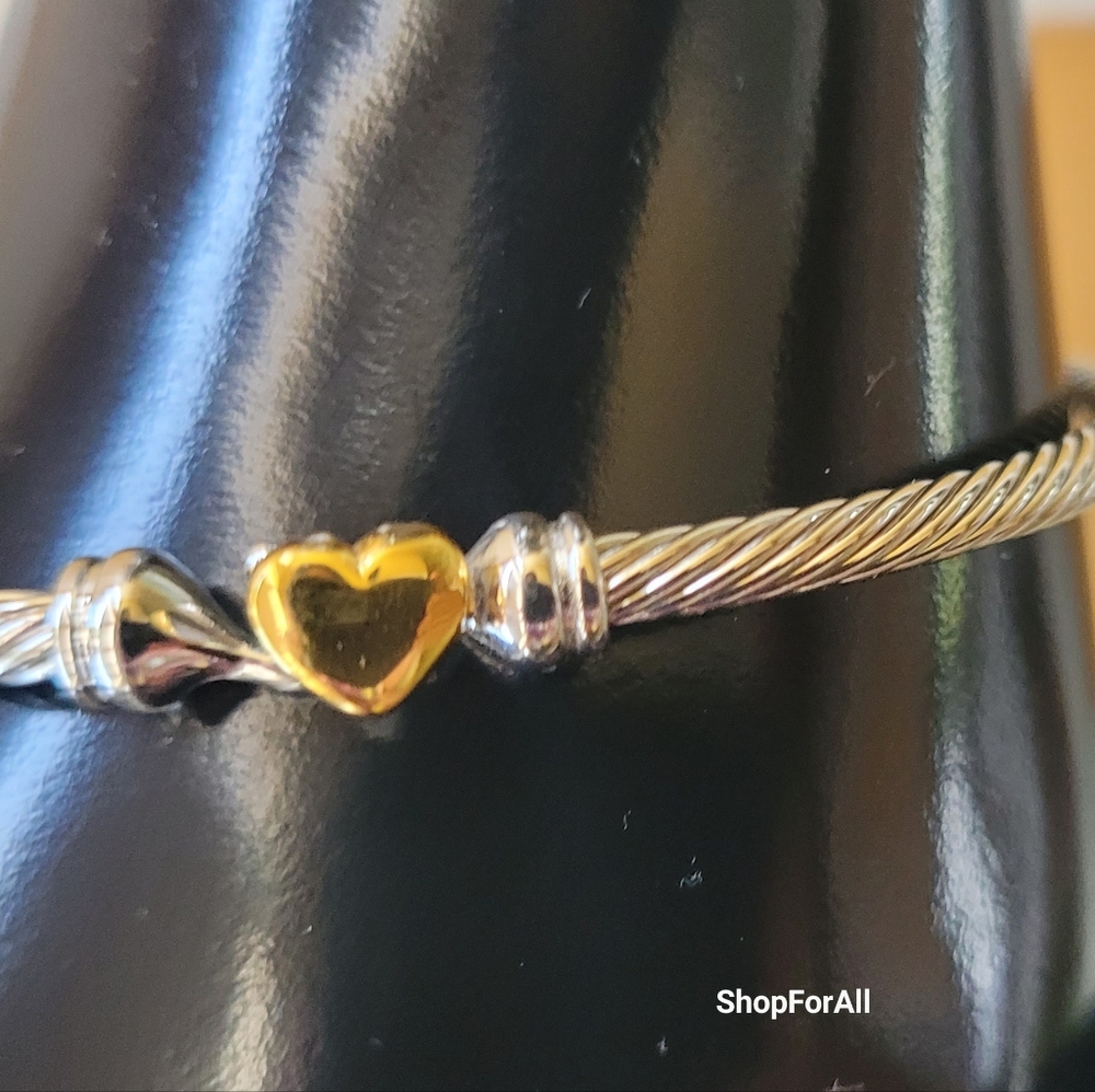 David Yurman Silver Bracelet with Gold Heart Accent - Picture 13 of 16